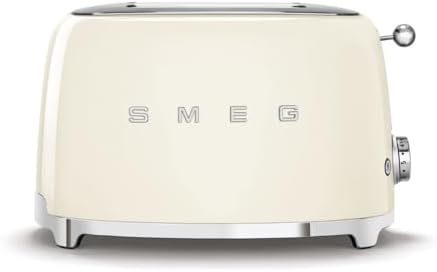 SMEG 2 Slice Toaster with 6 Presets and Defrost Function and Removable Crumb Tray (Cream)
