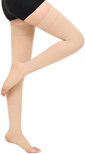 20-30 mmHg Compression Stockings for Women & Men,Thigh High Medical Compression Socks,Support Graduated Compression Hose Sock for Treatment Varicose Veins Swelling-Closed Toe/Open Toe/Footless