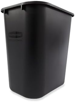 B&M Rubbermaid 295600Bk Deskside Plastic Wastebasket, Rectangular, 7 Gal, Black