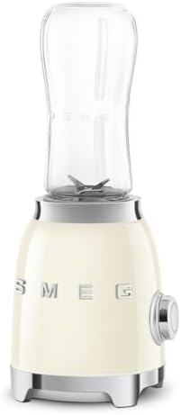 SMEG 50's Retro Style Personal Blender with Backlit Knob and Two 600 ML BPA Free bottles PBF01CRUS Cream