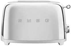 SMEG 2 Slice Toaster with 6 Presets and Defrost Function and Removable Crumb Tray TSF01SSUS, Stainless Steel