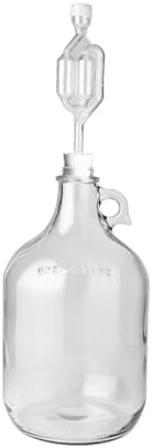 FastRack Glass Jug with Airlock for Fermenting, Gallon Jug with Air Lock Fermenter with Handle, Glass Wine Fermenter with Bung and Double Bubble Airlock