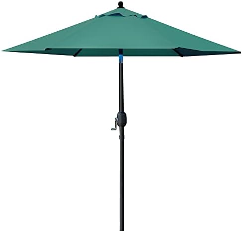 Sunnyglade 7.5' Patio Umbrella Outdoor Table Market Umbrella with Push Button Tilt/Crank, 6 Ribs (Dark Green)