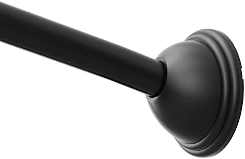 Moen Matte Black 54 to 72-Inch Adjustable Fixed Mount Single Curved Shower Curtain Rod for Bathroom, CSR2160BL