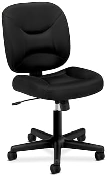 HON ValuTask Armless Desk Chair, Padded Mesh Low Back, Ergonomic Tilt-Tension Recline Control, Swivel Rolling Wheels, Home Office Desk Chairs for Bedroom, Dorm, Small Spaces, Computers