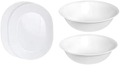 Corelle 12-1/4-Inch Serving Platter, Winter Frost White - 2-Pack with 2-Quart Serving Bowl, Winter Frost White 2PK - Bundle Set of 4