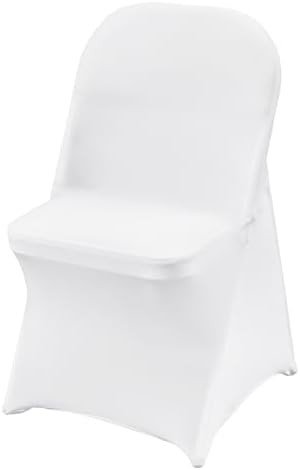 VEVOR Stretch Spandex Folding Chair Covers, Universal Fitted Chair Cover, Removable Washable Protective Slipcovers, for Wedding, Holiday, Banquet, Party, Celebration, Dining (100PCS White)
