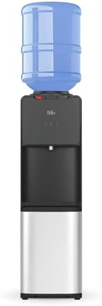 Brio CLTL130SS 130 Series Top-Load Water Cooler Dispenser for 3- and 5-Gallon Bottles, Hot & Cold, Spill-Free Loading, Child Safety Lock, Energy Star 3.0, Black & Stainless