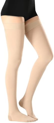 Thigh High Medical Compression Stockings For Women & Men Circulation,20-30 mmHg Graduated Support Hose Compression Socks with Silicone Dot Band-Ideal for Athletic,Flight,Travel Use
