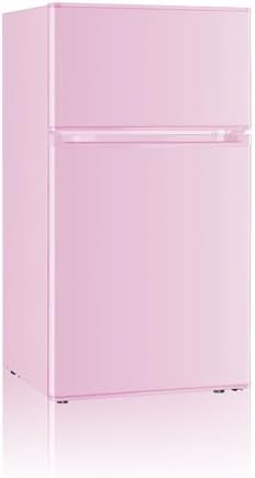Mini Fridge with Freezer, 3.2 Cu.Ft, 2 Doors Compact Mini Refrigerator with Separate Freezer for Dorm, Bedroom, Office, Apartment with 7-Level Temperature Control, Removable Shelves (Pink)