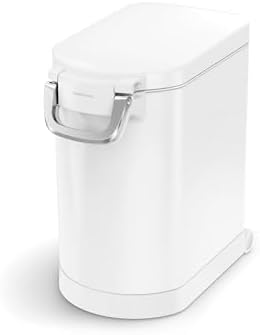 simplehuman 25 Liter, 27 lb / 12.2 kg Medium Pet Food Storage Container for Dog Food, Cat Food, and Bird Feed, White