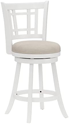 Hillsdale Fairfox Swivel Stool with Rectangular Lattice Back, Counter Height, White