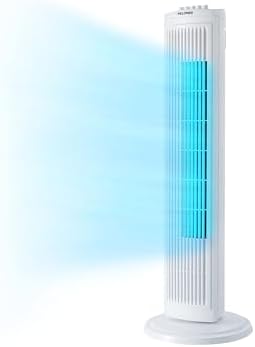 PELONIS 30" Tower Fan for Bedroom, Standing Fan with 3 Speeds, 90° Oscillation, Small Fan with 120-Min Auto Timer, 1-Year Warranty, White