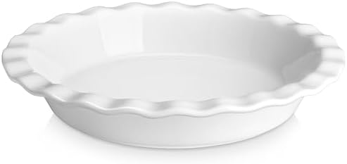 MALACASA Ceramic Pie Pan, Pie Pan for Baking 9 Inch, 40 OZ Pie Plate Round Pie Dish for Baking Fluted Pie Dish Baking Pan, Non Stick Deep Pie Dishes for Quiche, Apple Pies, Pot Pies, Tart, etc.