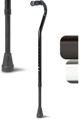Medline Bariatric Offset Walking Cane for Seniors & Adults, Adjustable Height 29"-38", Ideal for Balance Support, Injury & Post-Surgery Mobility Aid, Black