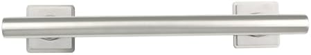 12-inch Coronado Designer Straight Bathroom Shower Grab Bar with Decorative Square Flanges, Satin