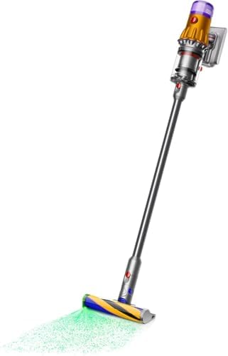 Dyson V12 Detect Slim Cordless Vacuum Stick Cleaner - Yellow/Iron, HEPA Filter, Bagless, Up to 60 Min Runtime, Rotating Brushes, Battery Operated, 2-Year Warranty, with 5AVE Microfiber Cloth