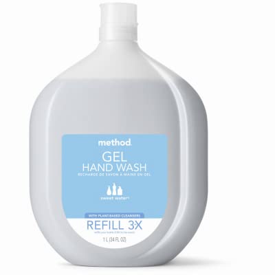 method 328104 Naturally-Derived Gel Hand Soap Refill, Sweet Water, 34-oz. - Quantity 6