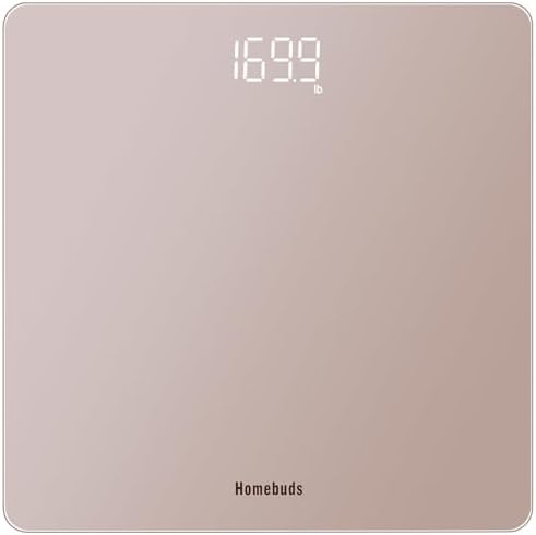 Homebuds Digital Bathroom Scale for Body Weight, High Precision Assured by Weight Scale Professional Factory Since 2001, Bright White LED and Step-On, 3*AAA Batteries Included, 400lb/182kg, Rose Gold