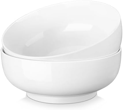 MALACASA Serving Bowls, 114 OZ(10") Extra Large Salad Bowls Set of 2, Porcelain White Serving Bowls for Salad, Soup, Pasta and Dinner, Large Ceramic Bowl Set for Entertaining, Series REGULAR