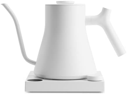 Fellow Stagg EKG Pro Electric Gooseneck Kettle - Pour-Over Coffee and Tea, Quick Heating, Precise Temperature Control, Scheduling, Built-in Brew Timer, Matte White, 0.9 Liter