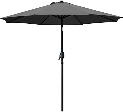 Sunnyglade 9' Patio Umbrella Outdoor Table Umbrella with 8 Sturdy Ribs (Grey)