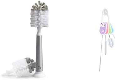 Munchkin® Shine™ Stainless Steel Bottle Brush and Refill Brush Head & ® Details™ Bottle and Cup Cleaning Brush 4 Piece Set with Key Ring