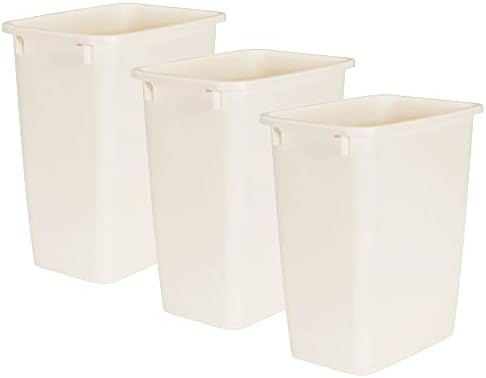 Rubbermaid 21 Quart Traditional Kitchen, Bathroom, and Office Rectangular Plastic Open Wastebasket Trash Can, Bisque (3 Pack)