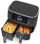 Ninja DZ201 Foodi 8 Quart 6-in-1 DualZone 2-Basket Air Fryer with 2 Independent Frying Baskets, Match Cook & Smart Finish to Roast, Broil, Dehydrate & More for Quick, Easy Meals, Grey