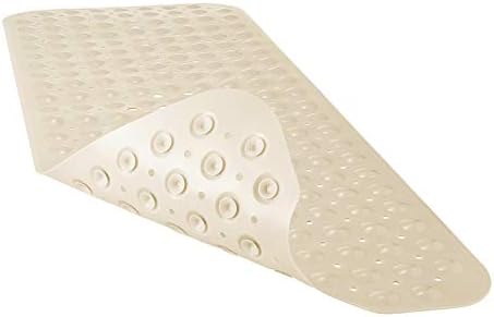 YINENN Bath and Shower Safety Mats 40x16 inch, Non Slip with Suction Cups for Bathroom Stall and Tub Floor, Extra Large and Machine Washable, Drain Holes Keep Bathtub Clean, Beige