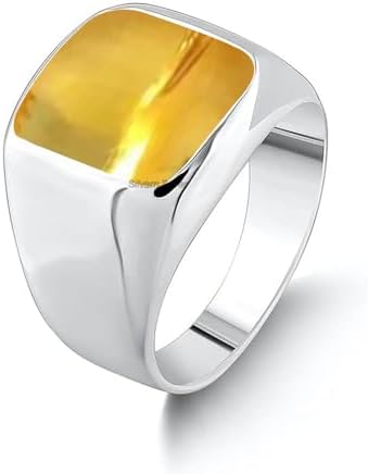 Solid 925 Sterling Silver Cushion Shape Gemstone Men Signet Ring, Beautiful Handcrafted Christmas Gift for Fathers, Son, Boyfriend, Friend