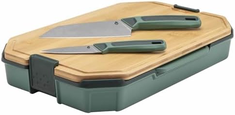 Gerber Gear ComplEAT Cutting Board Set - Cutting Board Kit with Polypropylene & Bamboo Cutting Boards - Features Paring Knife & Chef's Knife in Nesting Design