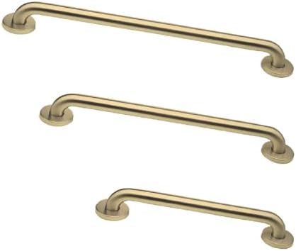 Grab Bar Bundle - ADA Compliance - Brushed Brass, 1.5" Diameter - 18", 36", 42" - Pack of 3