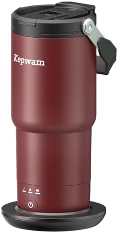 Self-Heating Travel Mug, 20oz, Temperature-Controlled Coffee Warmer, Leakproof, Burgundy
