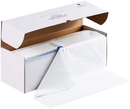 Goodluck 54 Inch X 300 Feet Plastic Table Cloths with Cutter Box, White Disposable Table Cover Roll, Plastic Tablecloth for Party, Banquet, Wedding, Birthday, Anniversary