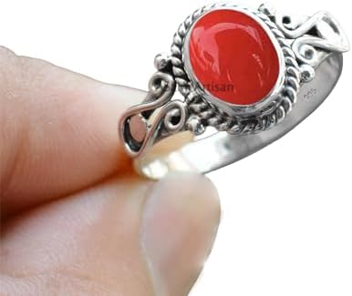 Elegance in Every Detail: Handmade 925 Sterling Silver Rings with 6x8 Oval Natural Gemstones (US Ring size 4, Amethyst)