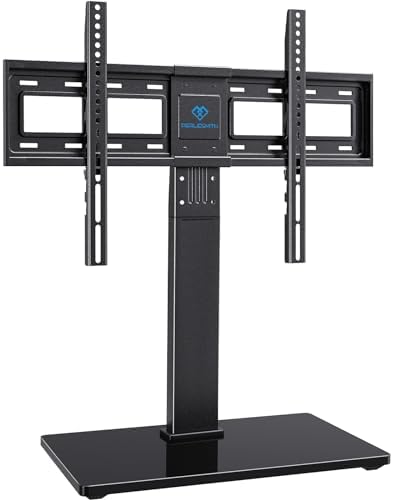 PERLESMITH Universal Swivel TV Stand Base, Table Top TV Stand for 37-75 inch LCD LED TVs, Height Adjustable TV Mount Stand with Tempered Glass Base, VESA 600x400mm, Holds up to 99lbs, PSTVS13