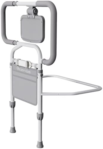 Bed Rails for Elderly Adults Safety, Adjustable Bed Cane for Seniors, Extendable Assist Handle with Side Table, LED Light & Carry Bag, Fits Queen, King, Twin Mattresses (Grey)