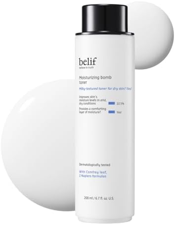 belif Moisturizing Bomb Hydrating Toner - Ceramide Milky Texture, Strengthens Skin Barrier, Soothing & Repair Serum Essence, Ultra-Hydrating 2-in-1 Toner & Moisturizer, Korean Skincare, 5.07 Fl Oz