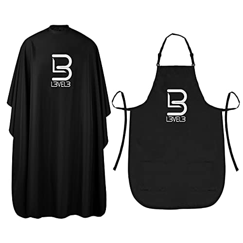 L3 Cape & Apron Kit - Universal Size - Comfortable with Adjustable Neck Closure - for Barbers and Hair Stylist - Universal Size Fits Men and Women
