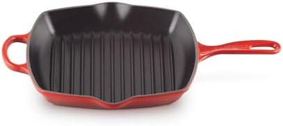 Le Creuset Enameled Cast Iron Signature Square Skillet Grill, 10.25", Cerise