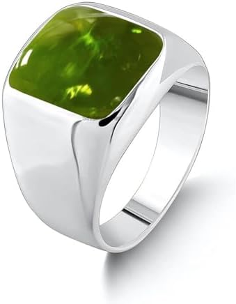 Solid 925 Sterling Silver Cushion Shape Gemstone Men Signet Ring, Beautiful Handcrafted Christmas Gift for Fathers, Son, Boyfriend, Friend