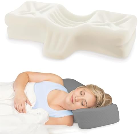 Therapeutica Cervical Orthopedic Foam Pillow - Neck Support Pillow for Side & Back Sleepers - Ergonomic Pillow for Neck Support, Relief, & Spinal Alignment â€“ Average Size, Firm, Gray