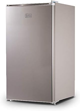 BLACK+DECKER 3.2 Cu. Ft. Compact Refrigerator, ENERGY STAR Certified Small Refrigerator, Single Door Mini Fridge with Freezer, Personal Fridge for Home/Dorm Room, R600a Refrigerant, VCM Stainless Look