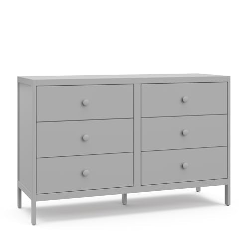 Graco Theo 6 Drawer Dresser (Pebble Gray) - GREENGUARD Gold Certified, Interlocking Drawer System, Dresser Drawer Organizer for Nursery & Kids Bedroom
