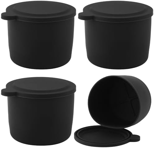 4pcs Ice Block Stencil, Reusable Silicone Ice Template with Lid Ice Shaver Template Ice Stencil Replacement for Kitchenaid Ice Shaver Machine Accessories for Shaved Ice Making (Black)