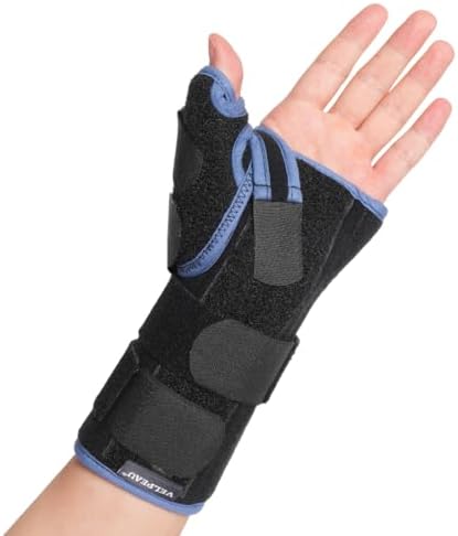 Velpeau Carpal Tunnel Wrist Brace with Thumb Stabilizer Night Support, Completely Stabilizes Wrist Thumb Joint, Pain Relief for Tendonitis, De Quervain's Tenosynovitis, Arthritis (Reg, Left Hand-L)
