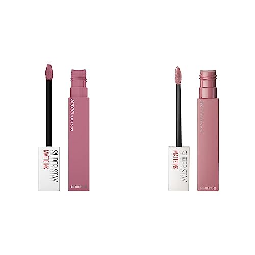 MAYBELLINE Super Stay Matte Ink Liquid Lipstick Makeup Long Lasting High Impact Color Up to 16H Wear Dreamer Warm Pink Neutral and Revolutionary Light Mauve Pink