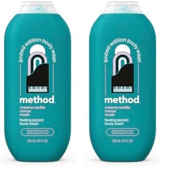 Method Limited Edition Body Wash, Feeling Jazzed with notes of Creamy Vanilla, Cocoa, and Musk, 18oz (Pack of 2)