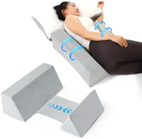 Positioning Wedge Pillow Side Sleeping Belt Connection, Limit Width Adjustable Bed Wedges Body Positioners for Back Pain Relief, Back Positioning Wedge for After Surgery, Anti Snoring, Back Support